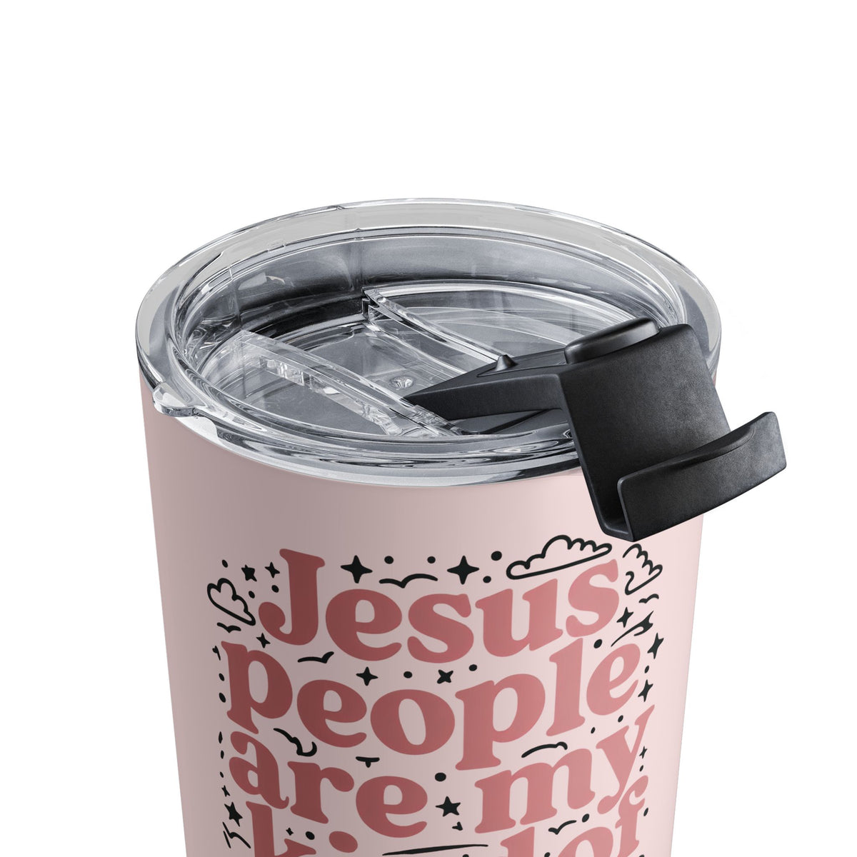 10oz Pink Faith Tumbler – “Jesus People Are My Kind Of People” Travel Cup