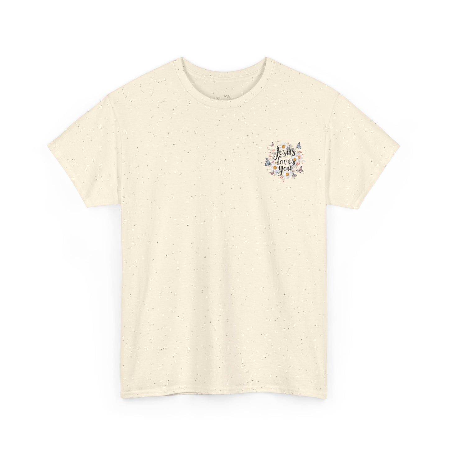 Christian T-Shirt — “Jesus Loves You” Floral Butterfly Tee