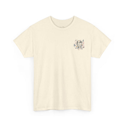 Christian T-Shirt — “Jesus Loves You” Floral Butterfly Tee