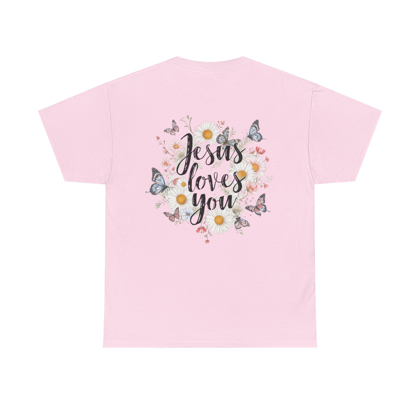 Christian T-Shirt — “Jesus Loves You” Floral Butterfly Tee