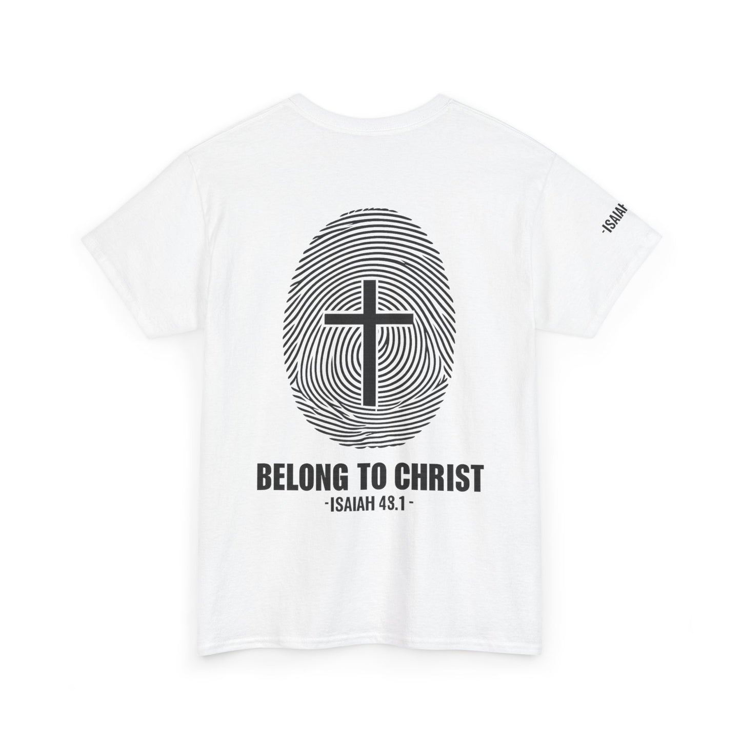 Belong to Christ T-Shirt — Christian Cross Fingerprint Tee (Isaiah 43:1)