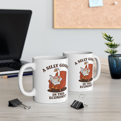 Funny Coffee Mug – “A silly goose? In this economy?” Retro Cartoon Design