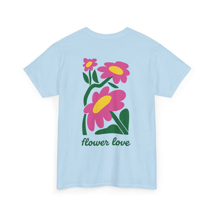Flower Love T‑Shirt — Retro Pink Floral Graphic Tee