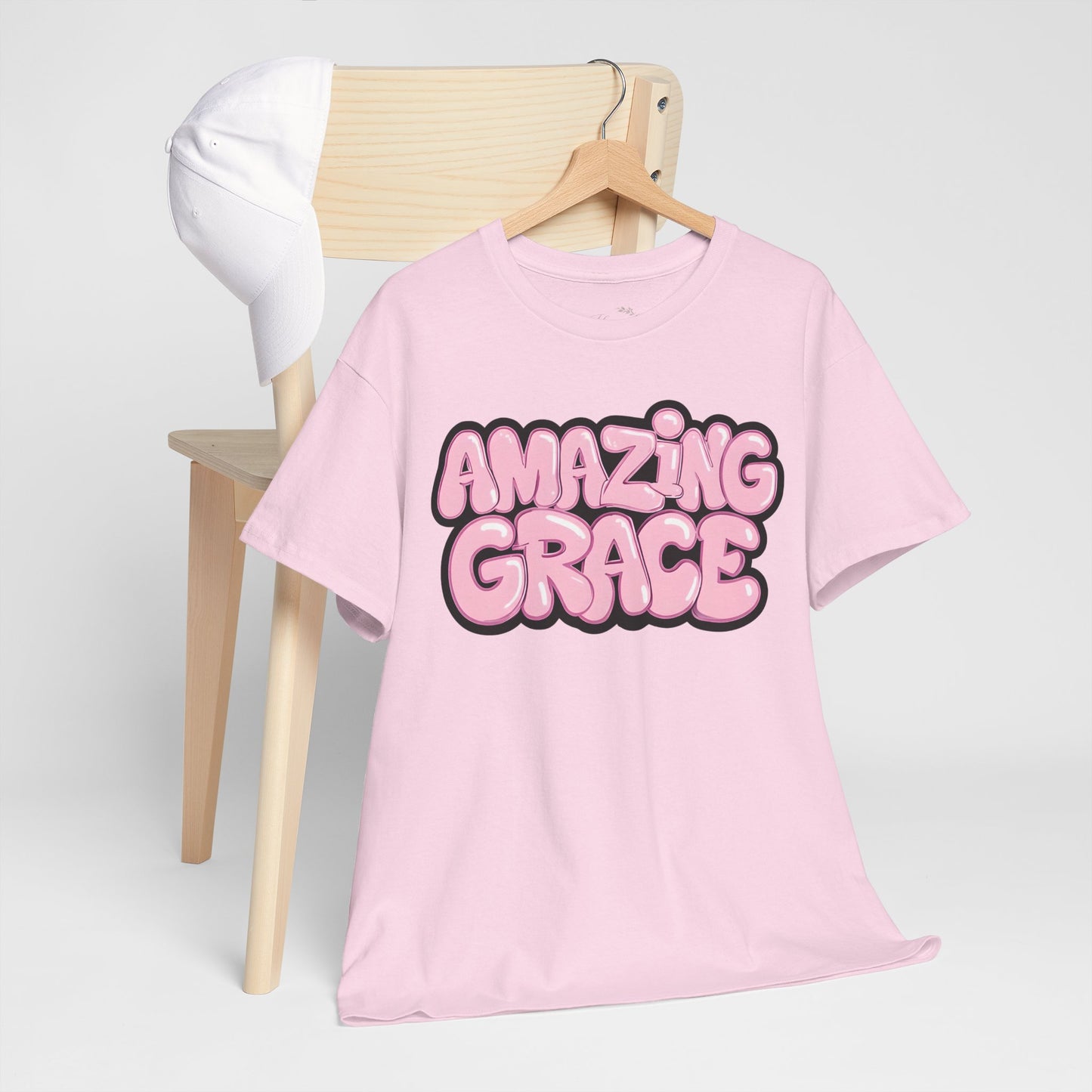 Amazing Grace T-Shirt — Pink Bubble Letter Christian Tee