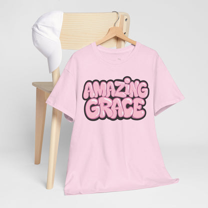 Amazing Grace T-Shirt — Pink Bubble Letter Christian Tee