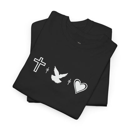 Worship Tee — "I Was Built to Worship" Christian Cross + Dove + Heart T‑Shirt