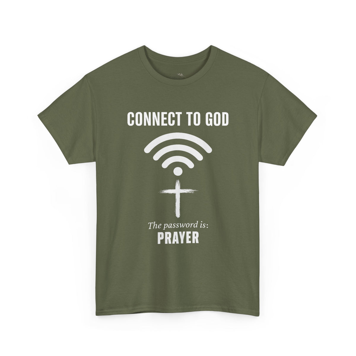 (UNISEX) Connect to God Prayer T-Shirt — Christian Faith Tee with Cross WiFi Design
