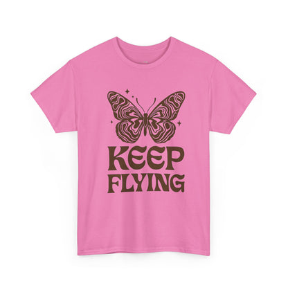 Keep Flying Butterfly Tee — Retro Motivational Graphic Shirt