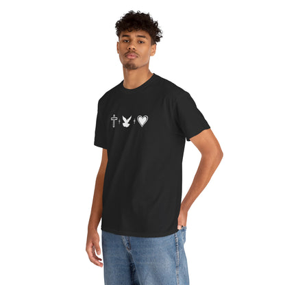 Worship Tee — "I Was Built to Worship" Christian Cross + Dove + Heart T‑Shirt