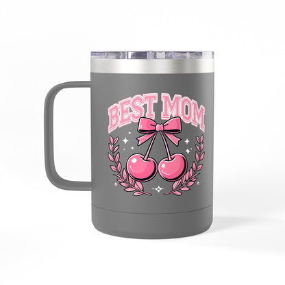 Best Mom Pink Bow & Cherries - 15oz Tumbler