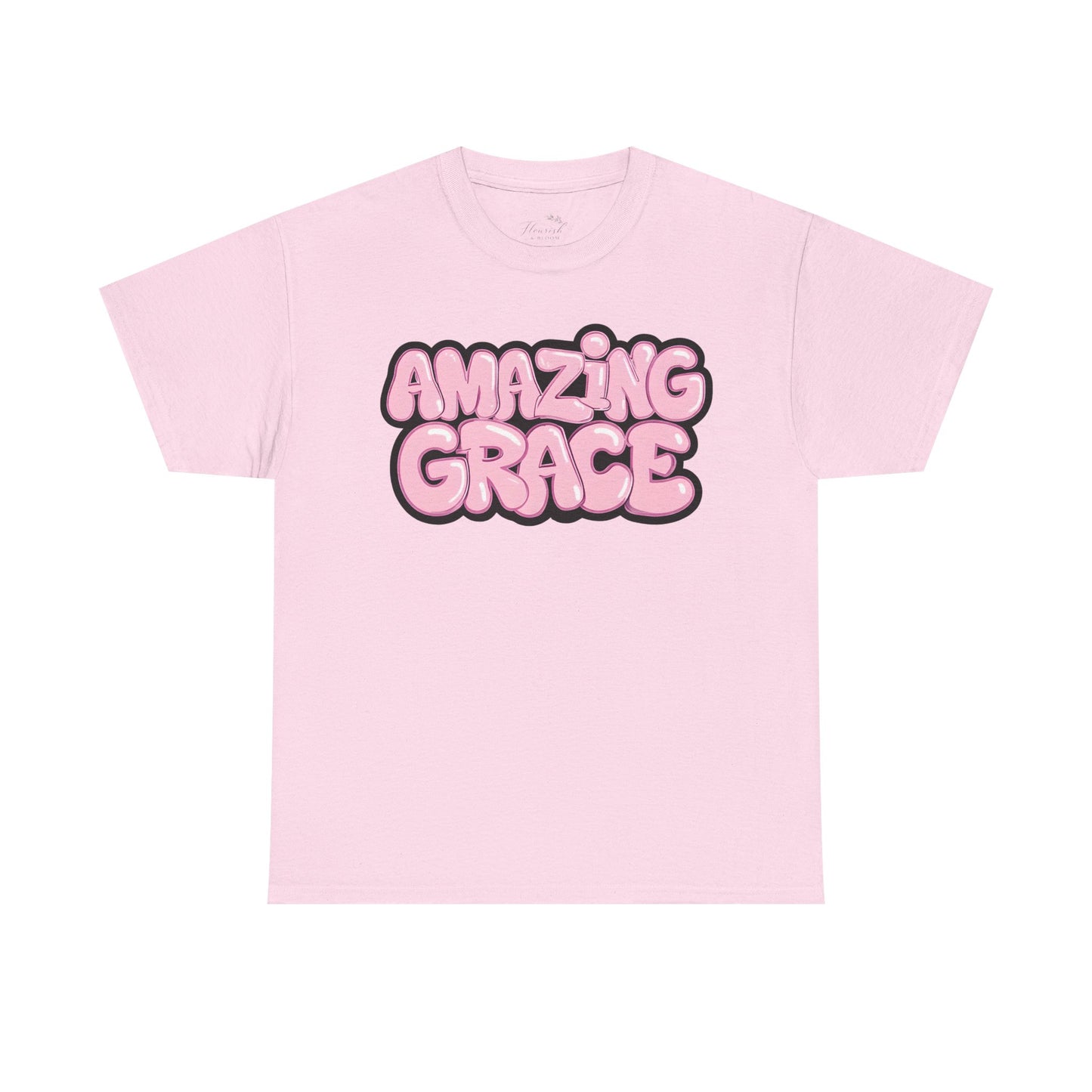 Amazing Grace T-Shirt — Pink Bubble Letter Christian Tee
