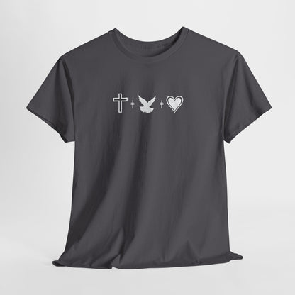 Worship Tee — "I Was Built to Worship" Christian Cross + Dove + Heart T‑Shirt