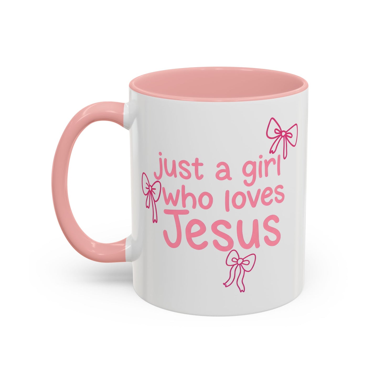Just a Girl Who Loves Jesus Accent Coffee Mug - Christian Faith Gift (11/15oz)