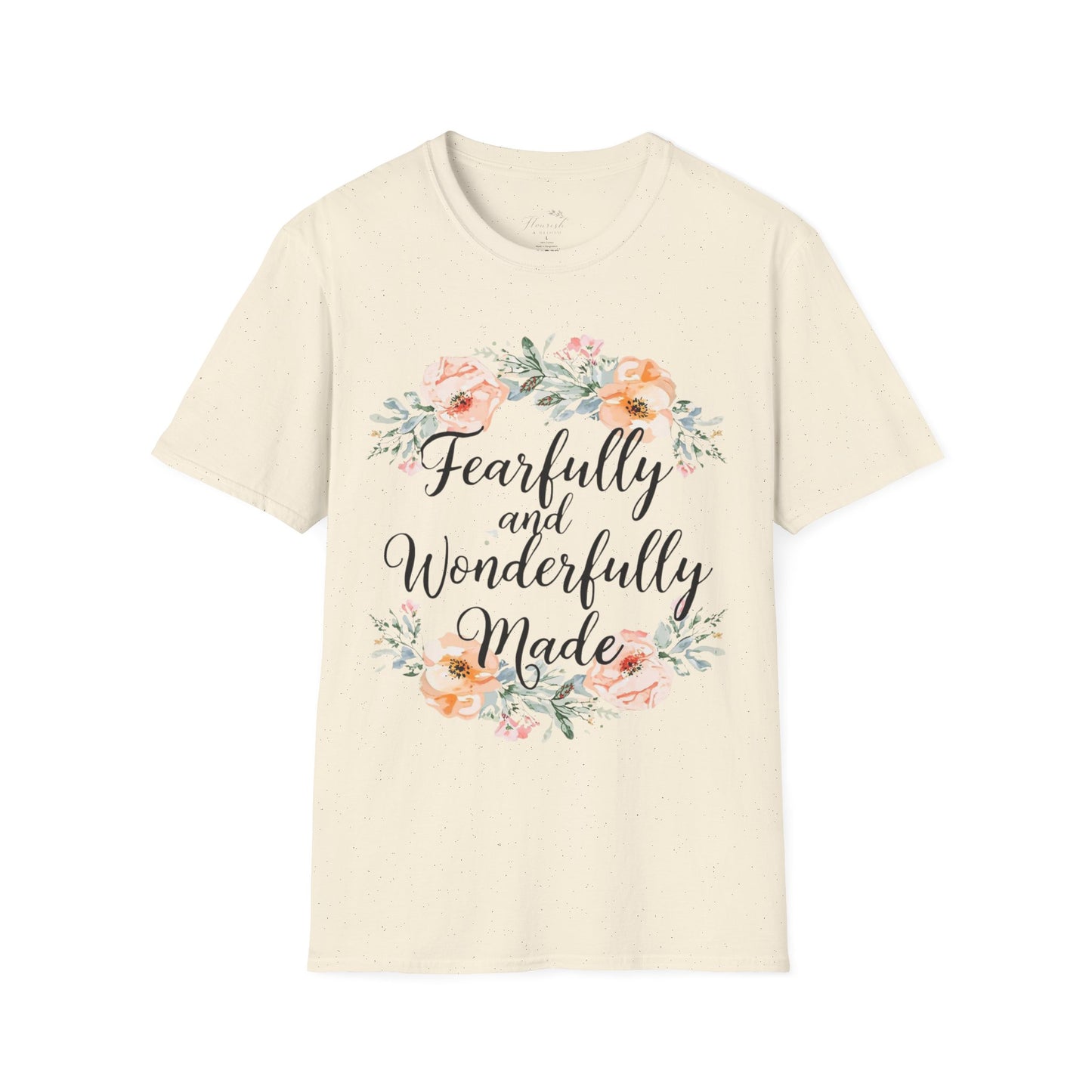 T-Shirt — "Fearfully and Wonderfully Made" Floral Inspirational Tee