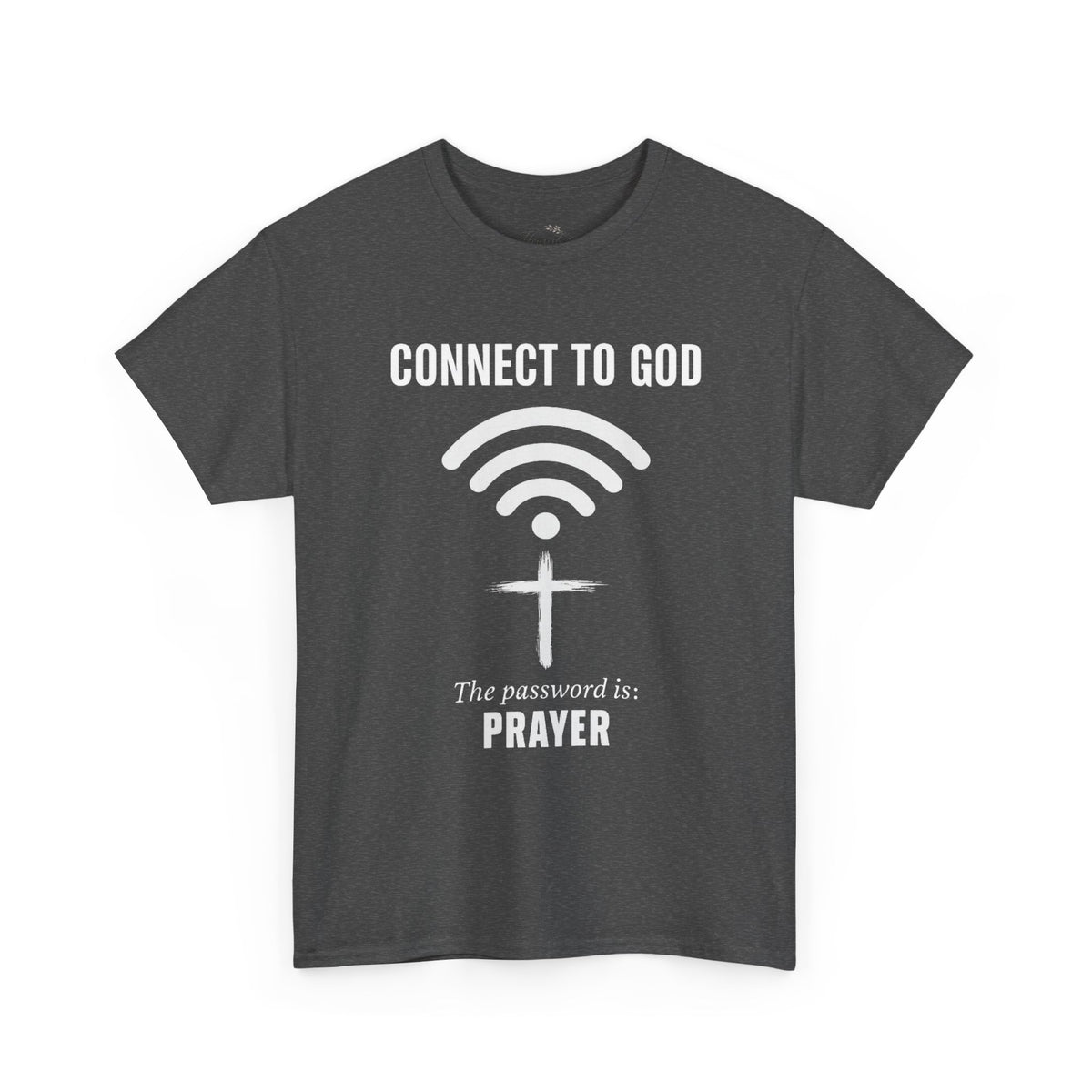 (UNISEX) Connect to God Prayer T-Shirt — Christian Faith Tee with Cross WiFi Design