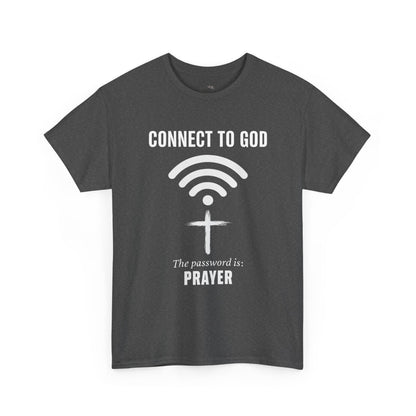 (UNISEX) Connect to God Prayer T-Shirt — Christian Faith Tee with Cross WiFi Design
