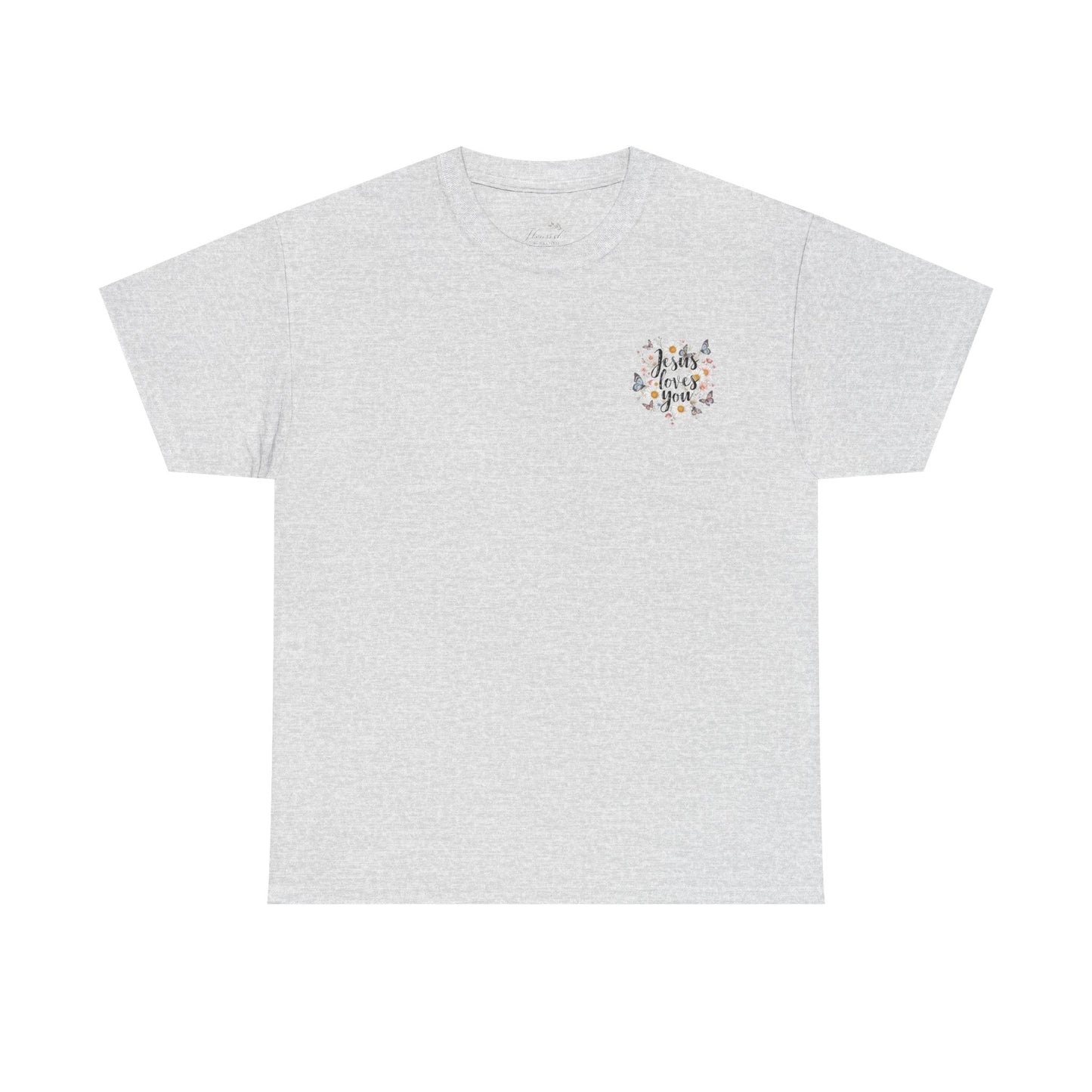 Christian T-Shirt — “Jesus Loves You” Floral Butterfly Tee
