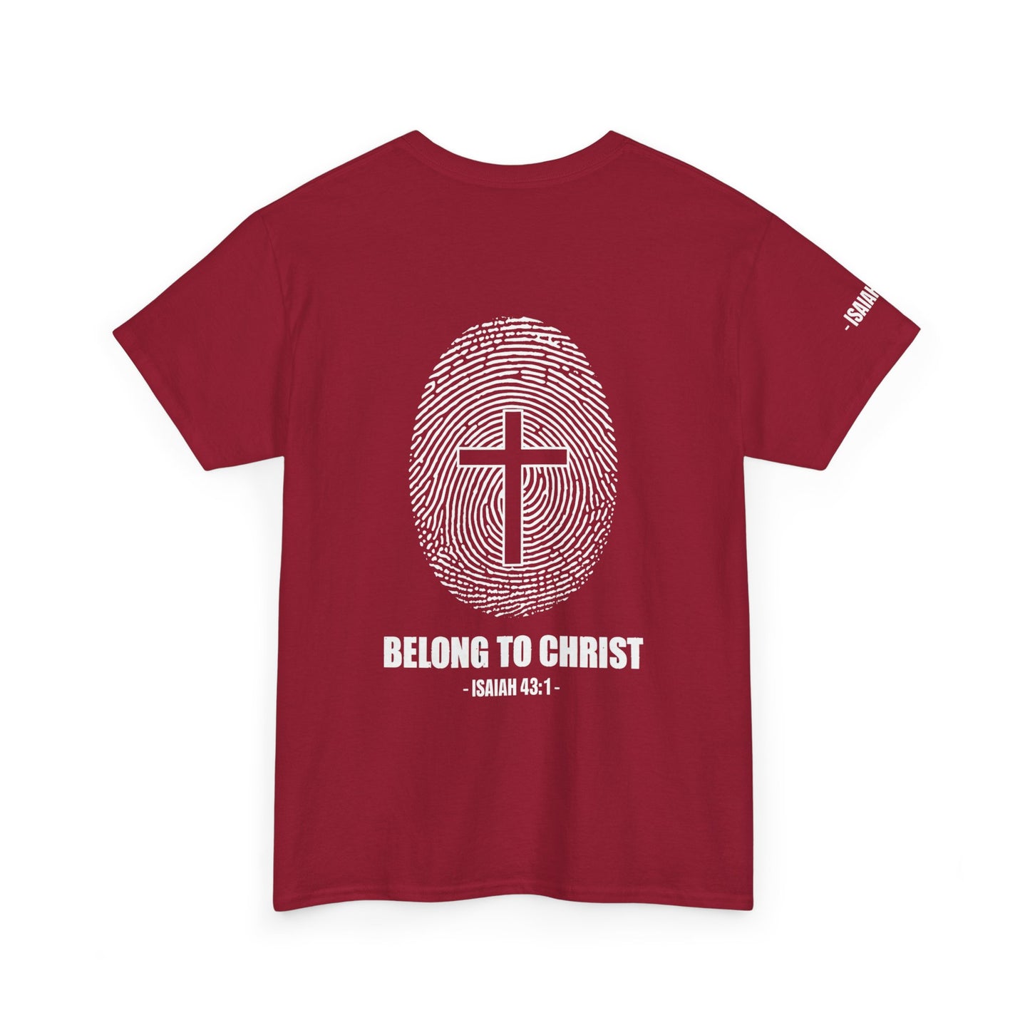 Belong to Christ T-Shirt — Christian Cross Fingerprint Tee (Isaiah 43:1)