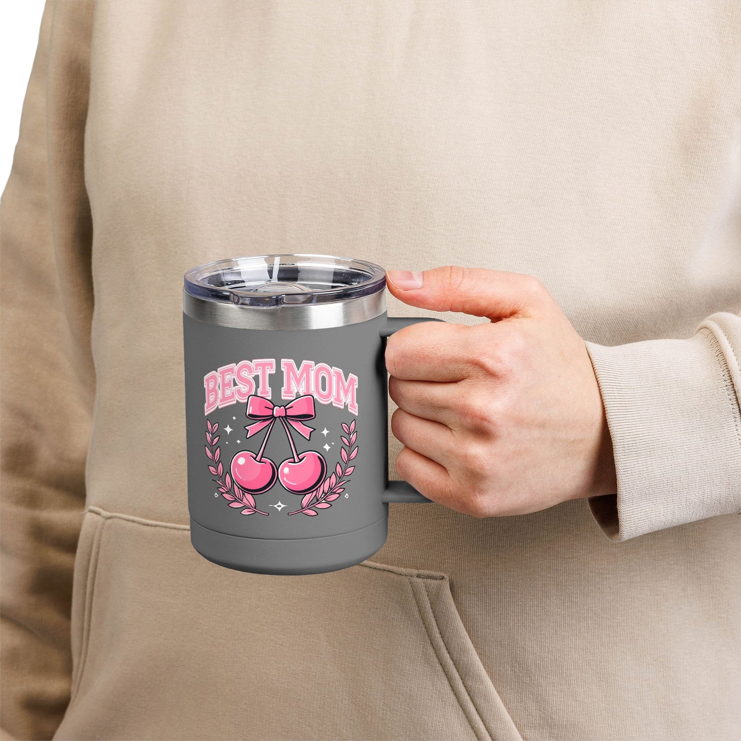 Best Mom Pink Bow & Cherries - 15oz Tumbler