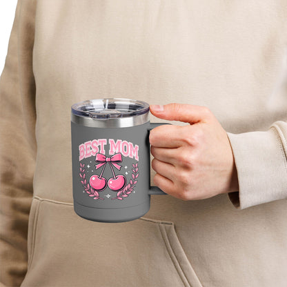 Best Mom Pink Bow & Cherries - 15oz Tumbler