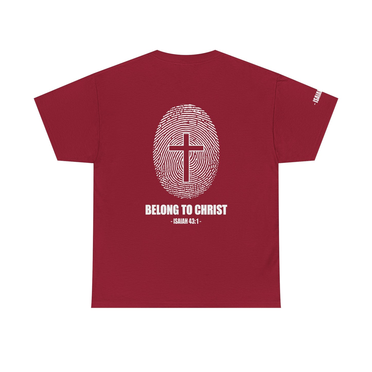 Belong to Christ T-Shirt — Christian Cross Fingerprint Tee (Isaiah 43:1)