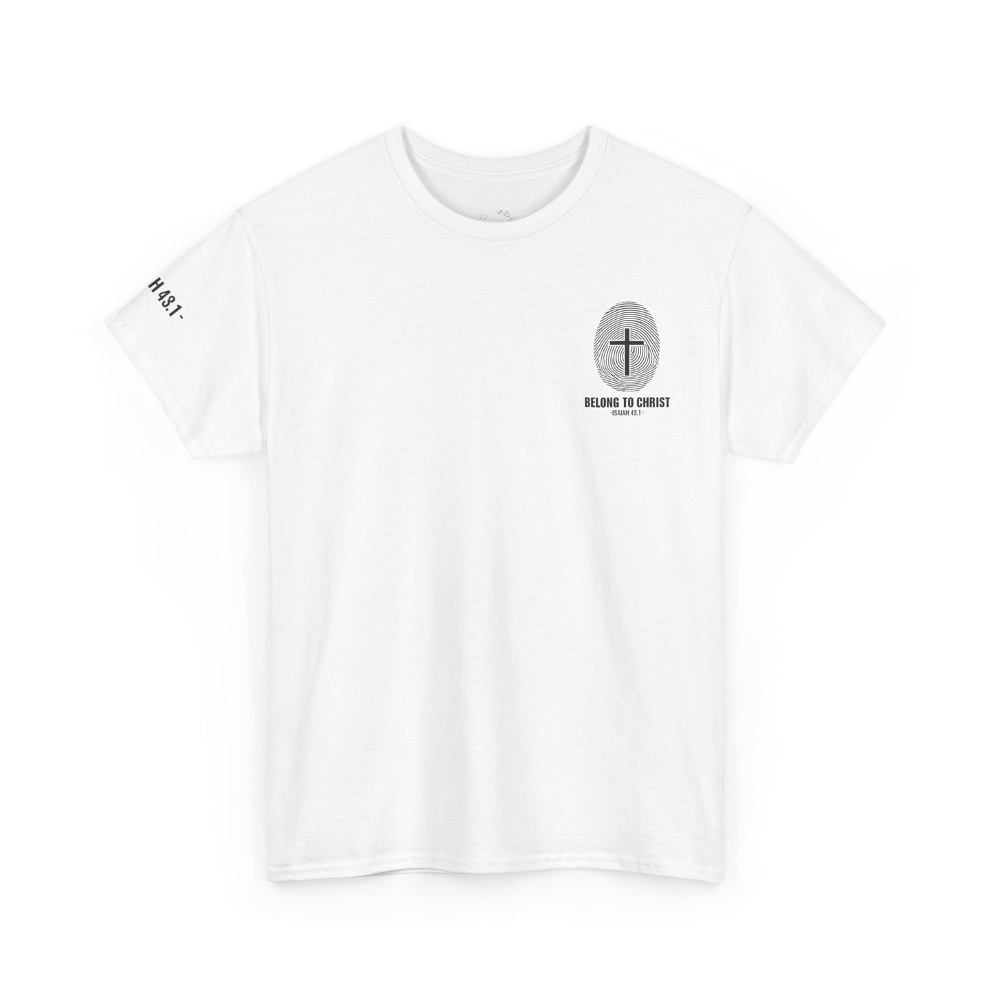 Belong to Christ T-Shirt — Christian Cross Fingerprint Tee (Isaiah 43:1)