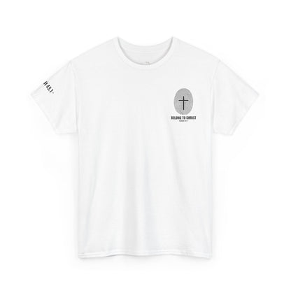 Belong to Christ T-Shirt — Christian Cross Fingerprint Tee (Isaiah 43:1)