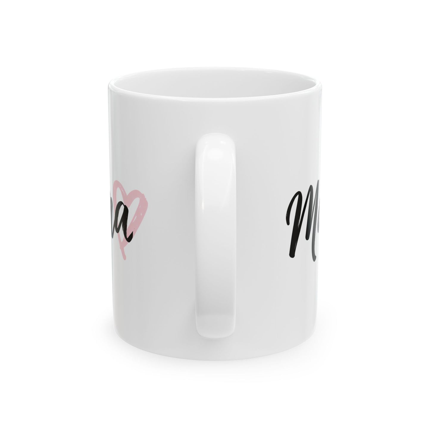 Mama Coffee Mug – Pink Heart Script Ceramic Mug (11oz & 15oz)