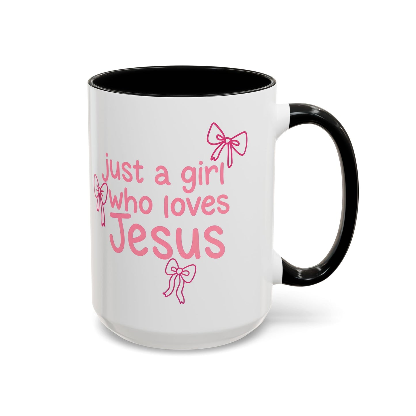 Just a Girl Who Loves Jesus Accent Coffee Mug - Christian Faith Gift (11/15oz)