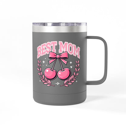 Best Mom Pink Bow & Cherries - 15oz Tumbler