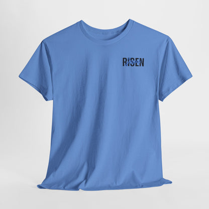 BLUE Risen Jesus Tee — Christian Easter Shirt with Crown of Thorns Design
