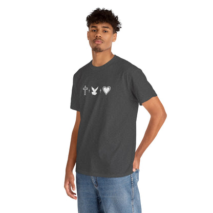 Worship Tee — "I Was Built to Worship" Christian Cross + Dove + Heart T‑Shirt