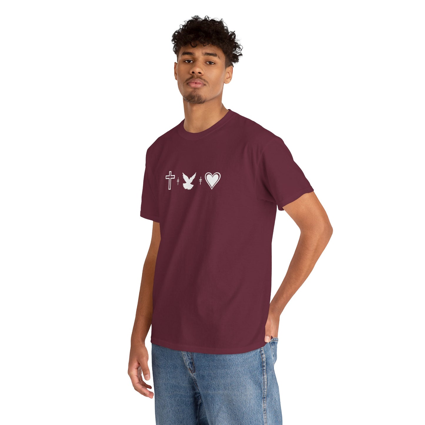 Worship Tee — "I Was Built to Worship" Christian Cross + Dove + Heart T‑Shirt