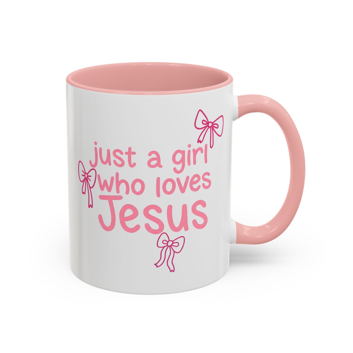 Just a Girl Who Loves Jesus Accent Coffee Mug - Christian Faith Gift (11/15oz)