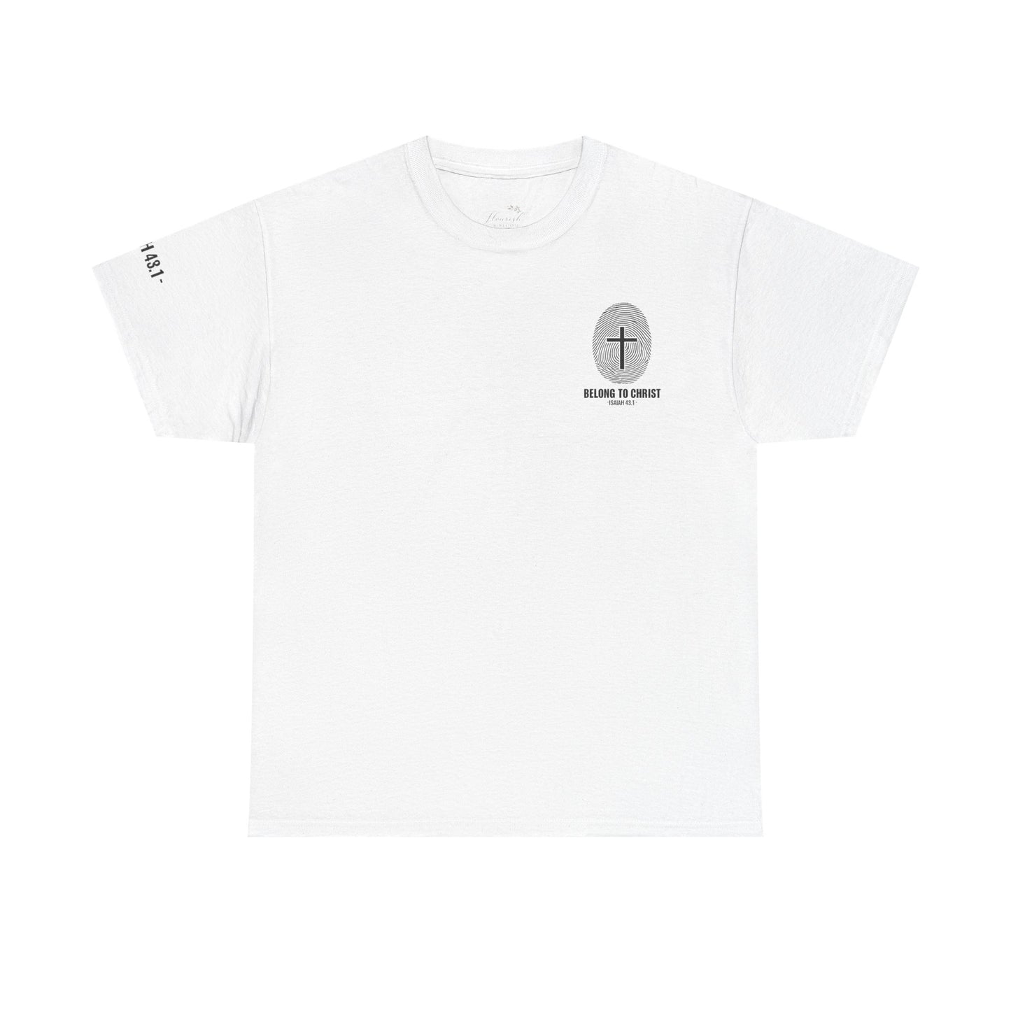 Belong to Christ T-Shirt — Christian Cross Fingerprint Tee (Isaiah 43:1)