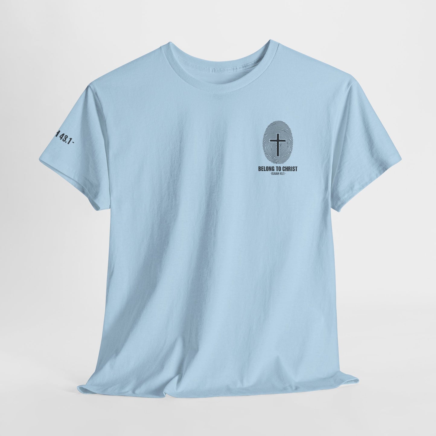 Belong to Christ T-Shirt — Christian Cross Fingerprint Tee (Isaiah 43:1)