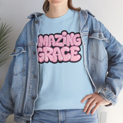 Amazing Grace T-Shirt — Pink Bubble Letter Christian Tee