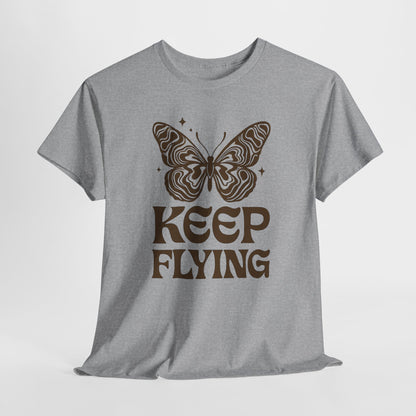 Keep Flying Butterfly Tee — Retro Motivational Graphic Shirt