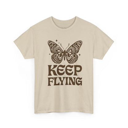 Keep Flying Butterfly Tee — Retro Motivational Graphic Shirt