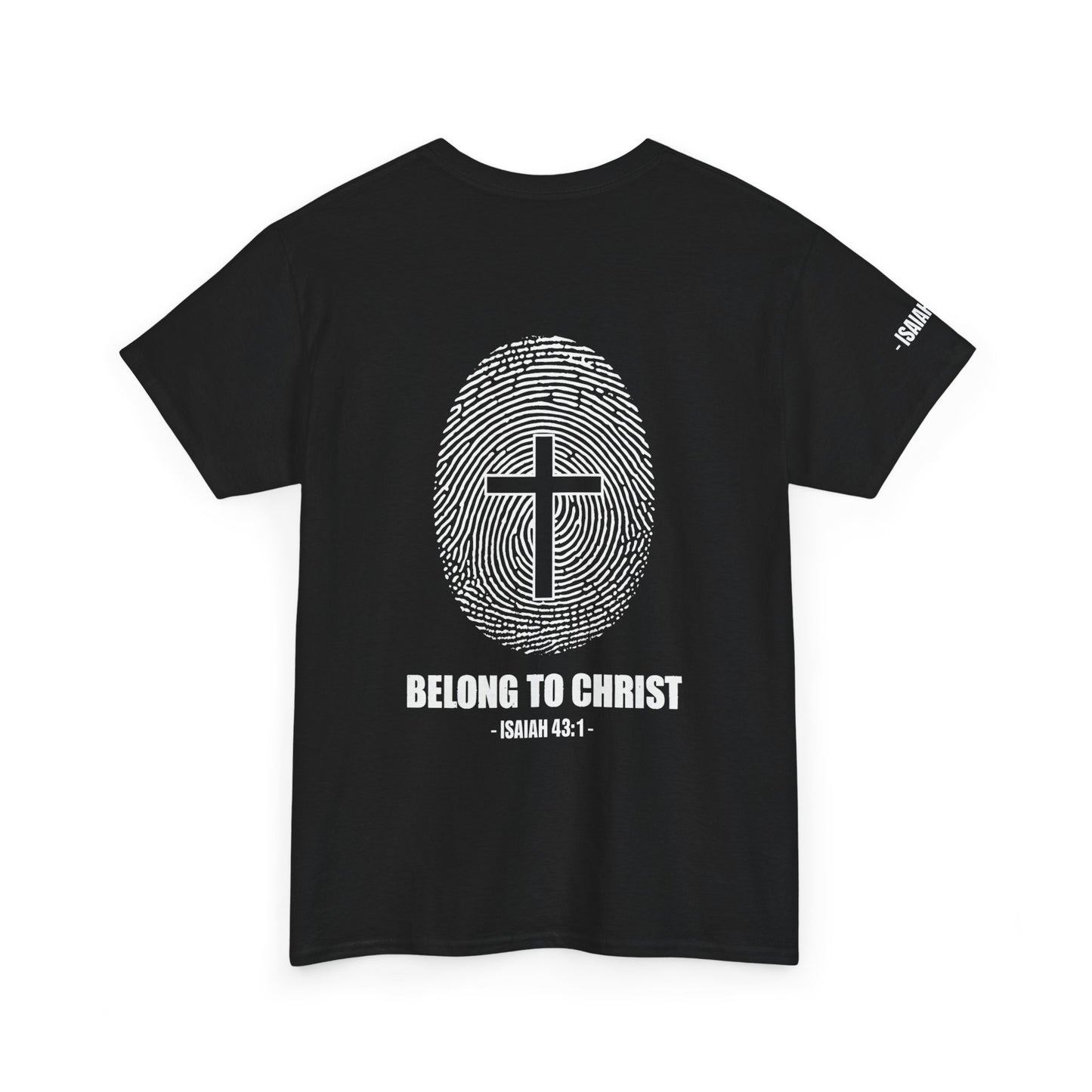 Belong to Christ T-Shirt — Christian Cross Fingerprint Tee (Isaiah 43:1)