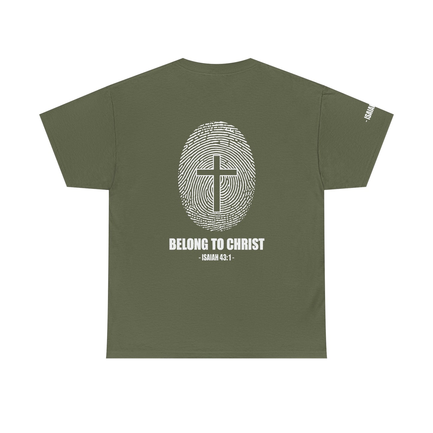 Belong to Christ T-Shirt — Christian Cross Fingerprint Tee (Isaiah 43:1)