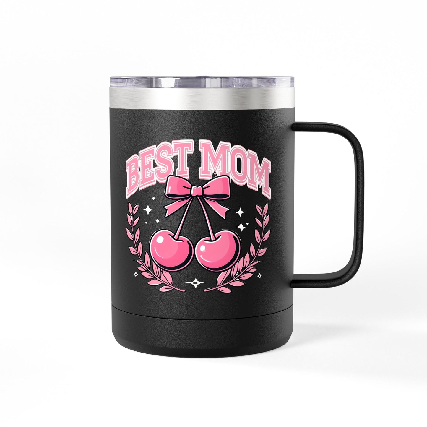 Best Mom Pink Bow & Cherries - 15oz Tumbler