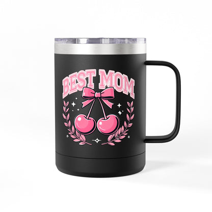 Best Mom Pink Bow & Cherries - 15oz Tumbler