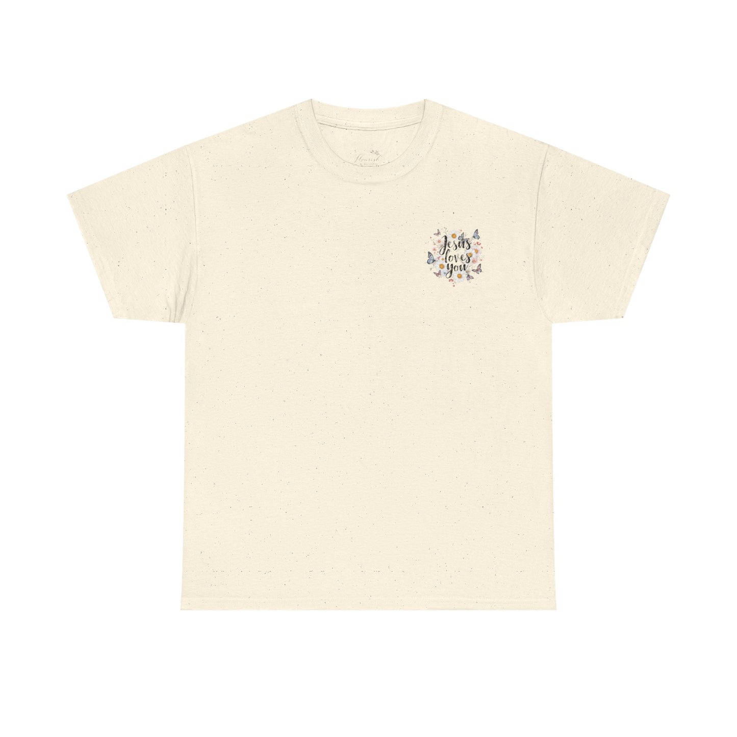 Christian T-Shirt — “Jesus Loves You” Floral Butterfly Tee