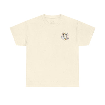 Christian T-Shirt — “Jesus Loves You” Floral Butterfly Tee