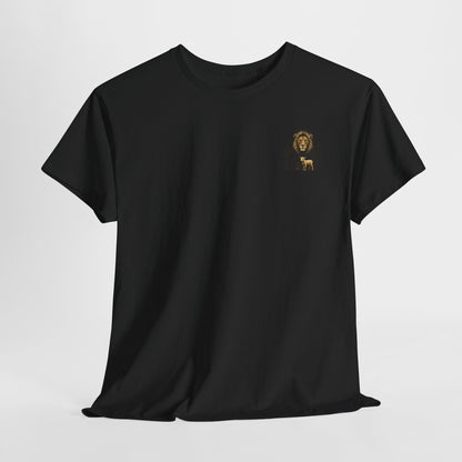 Lion and Lamb Graphic Tee — Protective Lion with Lamb Illustration