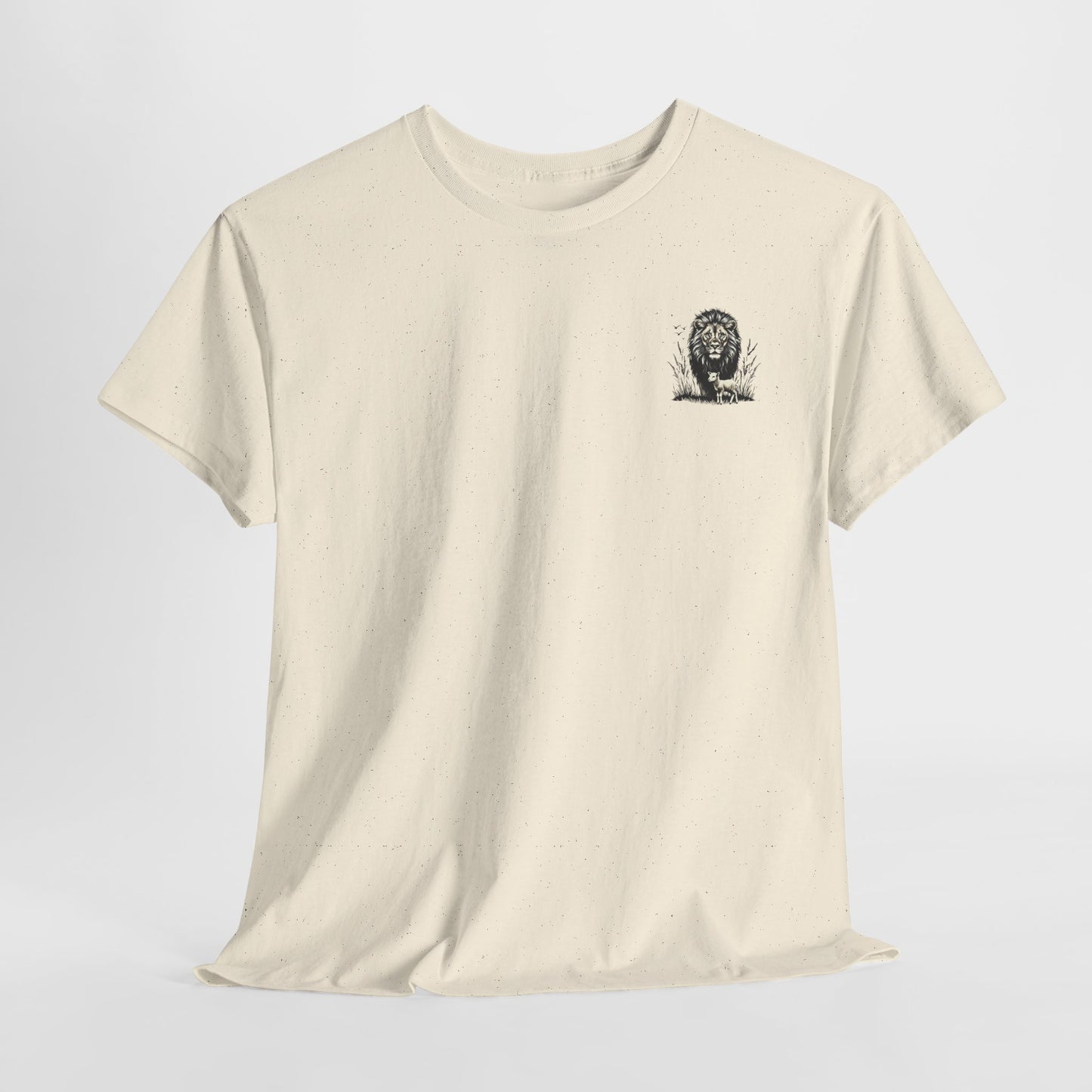 Lion and Lamb Graphic Tee — Protective Lion with Lamb Illustration
