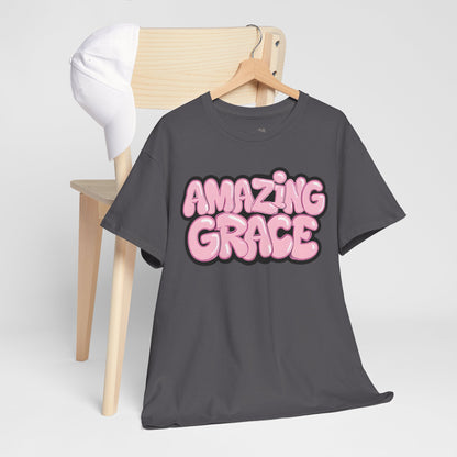 Amazing Grace T-Shirt — Pink Bubble Letter Christian Tee