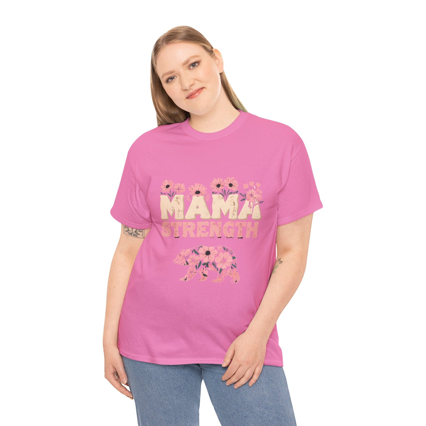 Mama Strength T-Shirt — Floral Mama Bear Tee for Mothers, Mother’s Day Gift