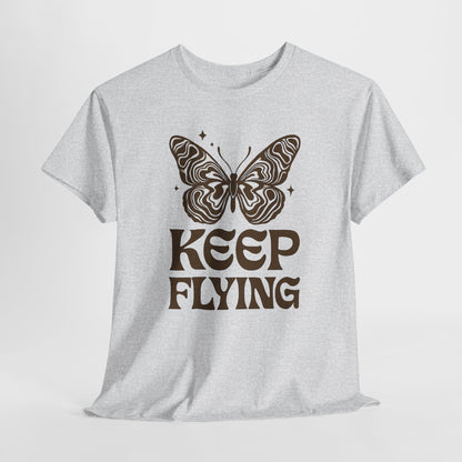 Keep Flying Butterfly Tee — Retro Motivational Graphic Shirt